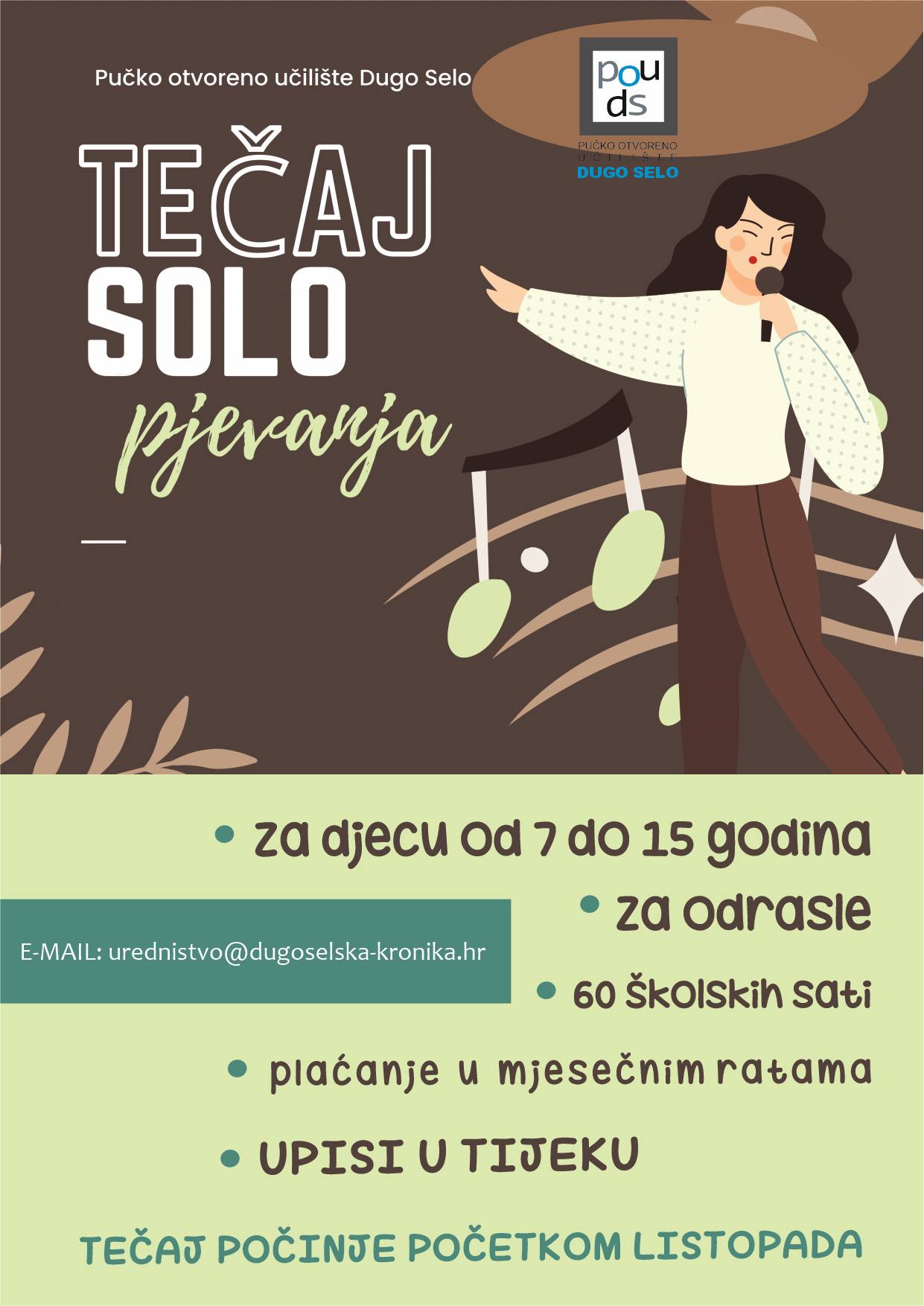 Tečaj solo pjevanja za djecu